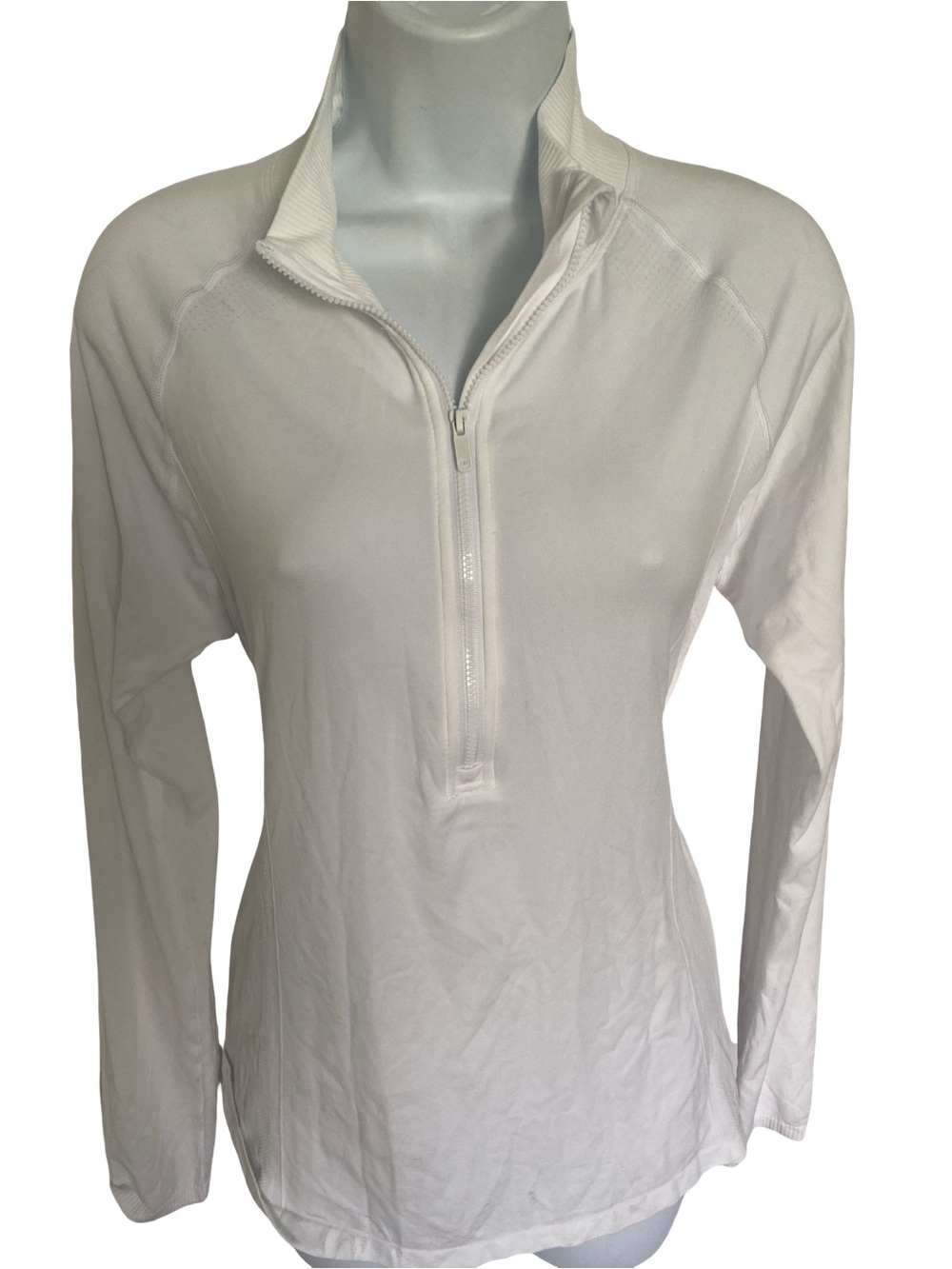 Calla White Half-Zip Long Sleeve Pullover- L